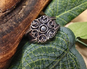 Bohemian Adjustable Brass Phalanx Ring || Ethnic  Delicate Fingers Ring || Embossed Floral Pattern Decorated Toe Ring || Ethnic Jewelry