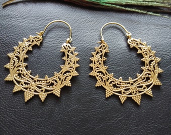 Hoop Earrings Decorated with Ethnic Motifs || Ethnic Creoles || Woman Rings || Oriental Earrings