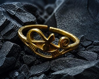 Handmade Golden Brass Horus Eye Ring | Minimalist Adjustable Jewelry