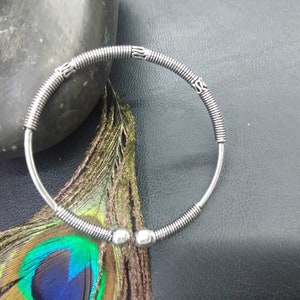 Silver Adjustable Bangle Bracelet Ethnic Patterns || Adjustable Ethnic Bracelet || Silver Semi Open Viking Bangle || Wristband Unisex