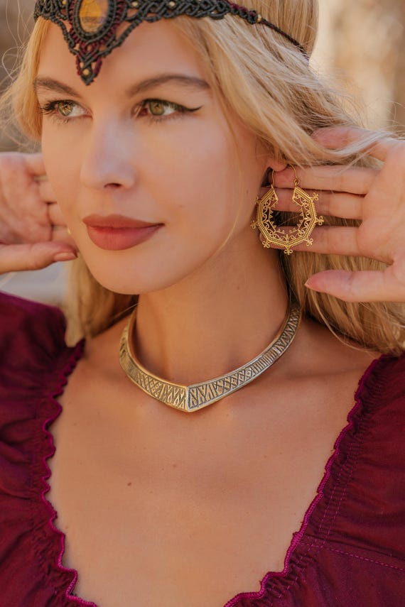 Créoles Ethniques Dorées Avec Perles - Bijou Cadeau Femme - Acier Inoxydable - Neuf Avec Étiquettes