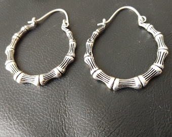 Bamboo Hoop Earrings || Original Ethnic Creoles || Decorated Woman Hoops Earrings || Minimalist Earrings || Creoles earrings