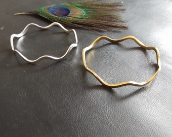 Thin Wavy Bangle || Minimalist Bangle || Simple Wavy Bangle || Brass Bracelet || Thin Wristband