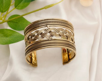 Goldenes verstellbares Manschettenarmband || Goldener Wikinger Armreif || Kelten Armreif || Stammes- goldenen Armband