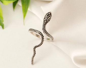 Long Snake Adjustable Ring || Bohemian Serpentine Brass Ring || Mystic Symbole  Ethnic Ring || Gothic Animal Ring
