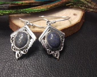 Boucles D'Oreilles Pendantes Argentées Avec Pierres || Boucles D'Oreilles Ethniques Pierres Fines || Boucles D'Oreilles Bohème Chic