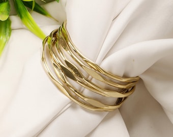 Assortment of 6 Beveled  BrassThin Bangels || Minimalist Bangle Set