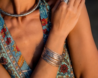 Bohemian Multi Rows Brass Adjustable Cuff Bangle || Brass Engraved Ethnic Cuff Bracelet || Wide Ornamented Cuff