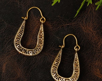 Handmade Brass Hoop Earrings | Ethnic Openwork Filigree Design