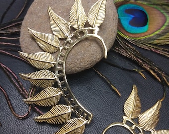 Brass Ethnic Earring || Original Ear Jewelry || Fantastic Medieval Jewelry || Golden Elvish Jewelry