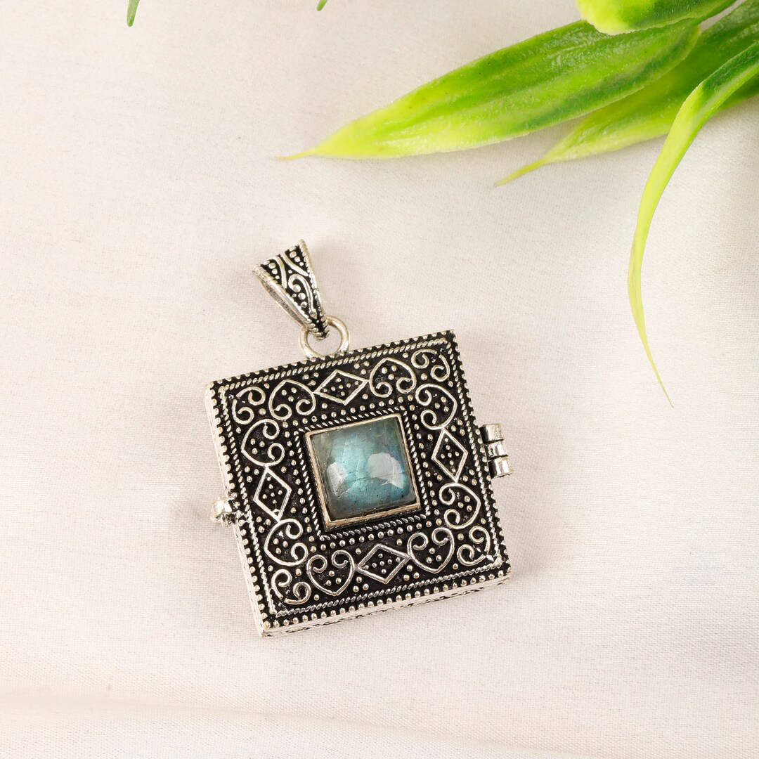 Buy Handmade Brass Amulet Pendant | Semi Precious Stone, Secret