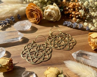 Sacred Geometry Earrings | Flower of Life Hoop Earrings | Geometric Statement Earrings | Boho Spiritual Jewelry Gift for Her