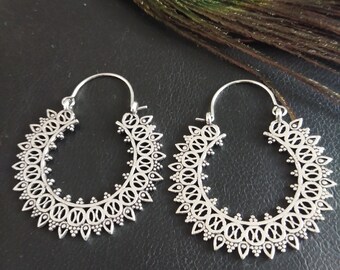 Decorated Hoop Earrings || Ethnic Creoles || Woman Rings || Oriental Earrings