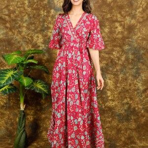 Floral Long Wrap Dress