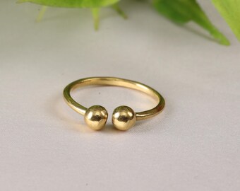 Minimalist Open Brass Ring | Double Sphere Ring | Modern Stacking Ring | Simple Everyday Jewelry | Contemporary Brass Ring