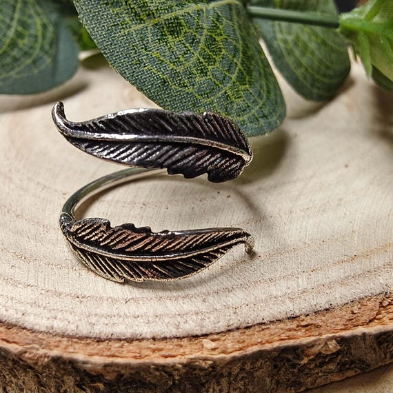 Guardian Angel's Wings Boho Ring || Adjustable Angelic Feather