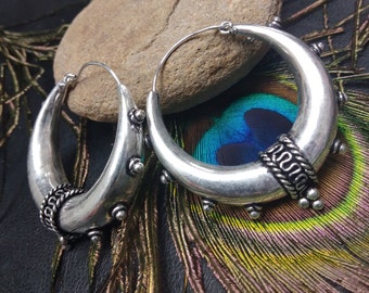 Large Decorated Hoops Earrings || Woman Tribal Earrings || Hand Made Large Hoops Earrings ||  Large Hoops Earrings