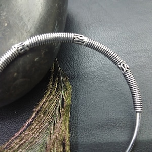 Silver Adjustable Bangle Bracelet Ethnic Patterns || Adjustable Ethnic Bracelet || Silver Semi Open Viking Bangle || Wristband Unisex