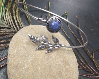 Silver Leaf Arm Bracelet With Semi Precious Stone || Brass Arm Bracelet with Gemstone Stone Inspired By Mother Nature