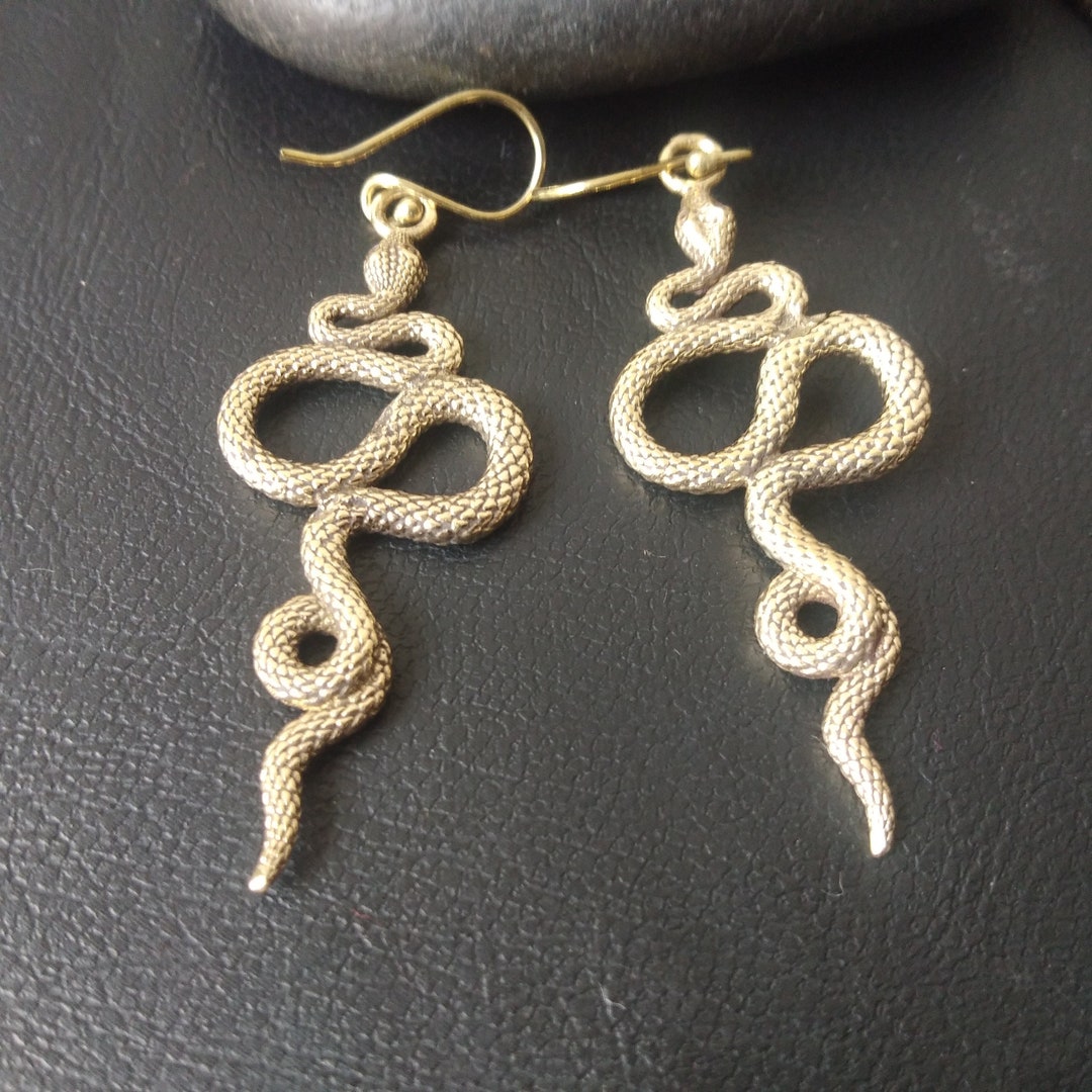 Gothic Schlange Ohrstecker Gold - Punk Schlangen Ohrringe Für Frauen & Mädchen