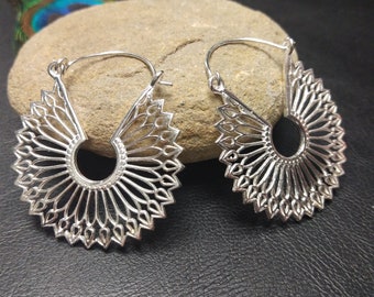 Openwork Oriental Earrings || Serrated Ethnic Hoops ||  Bohemian Gipsy Hoop Earrings