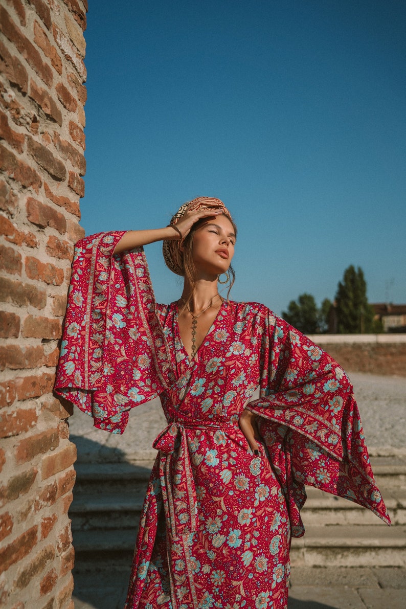 Floral Print Long Kimono