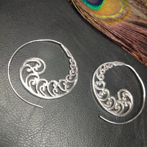 Boucles d'Oreilles Spirales Argentées || Boucles D'Oreilles Ethniques || Boucles D'Oreilles Tribales || Boucles D'Oreilles Originales