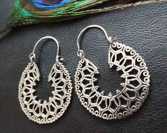 Bohemian Hoop Earrings || Ethnic Creoles || Oriental Earrings || Bohemian Brass Jewelry
