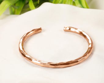 Hammered Copper Bracelet || Therapeutic Copper Cuff || Minimalist Unisex Copper Bracelet