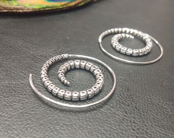 Silver Color Spiral Earrings || Ethnic Earrings || Tribal Earrings || Boho Earrings