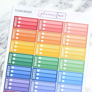 Clean Boxes Multicolour Rainbow Functional Stickers for Vertical Planners M029 image 1