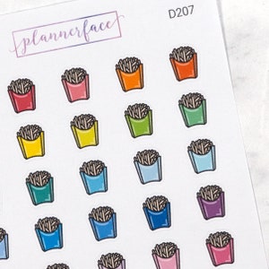 Pommes Aufkleber | Fast Food, Imbiss, Snacks, Snacks, Snacks, Chips Mini Doodle Icons (35 Aufkleber pro Bogen) Bunt & Bunt