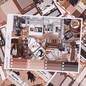 Kit d'autocollants hebdomadaires Black History pour aménagement vertical (7 x 9, B6 A5) | Plus de 6 pages d'autocollants fonctionnels et décoratifs pour agenda, pour garder la mémoire