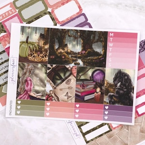 Kit settimanale Enchanted Mini / Adesivi per caffè per pianificatori verticali, set decorativo e funzionale da 4 pagine per la pianificazione o la conservazione dei ricordi