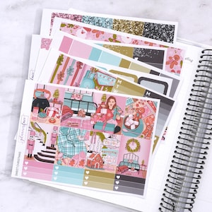 Kit d'autocollants hebdomadaires Noël doux pour aménagement vertical (7 x 9, B6 A5) | Plus de 6 pages d'autocollants fonctionnels et décoratifs pour agenda, pour garder la mémoire