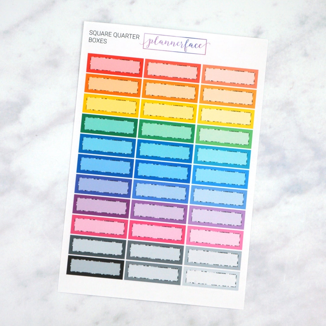 Square Quarter Boxes Multicolour Rainbow Functional Stickers for ...