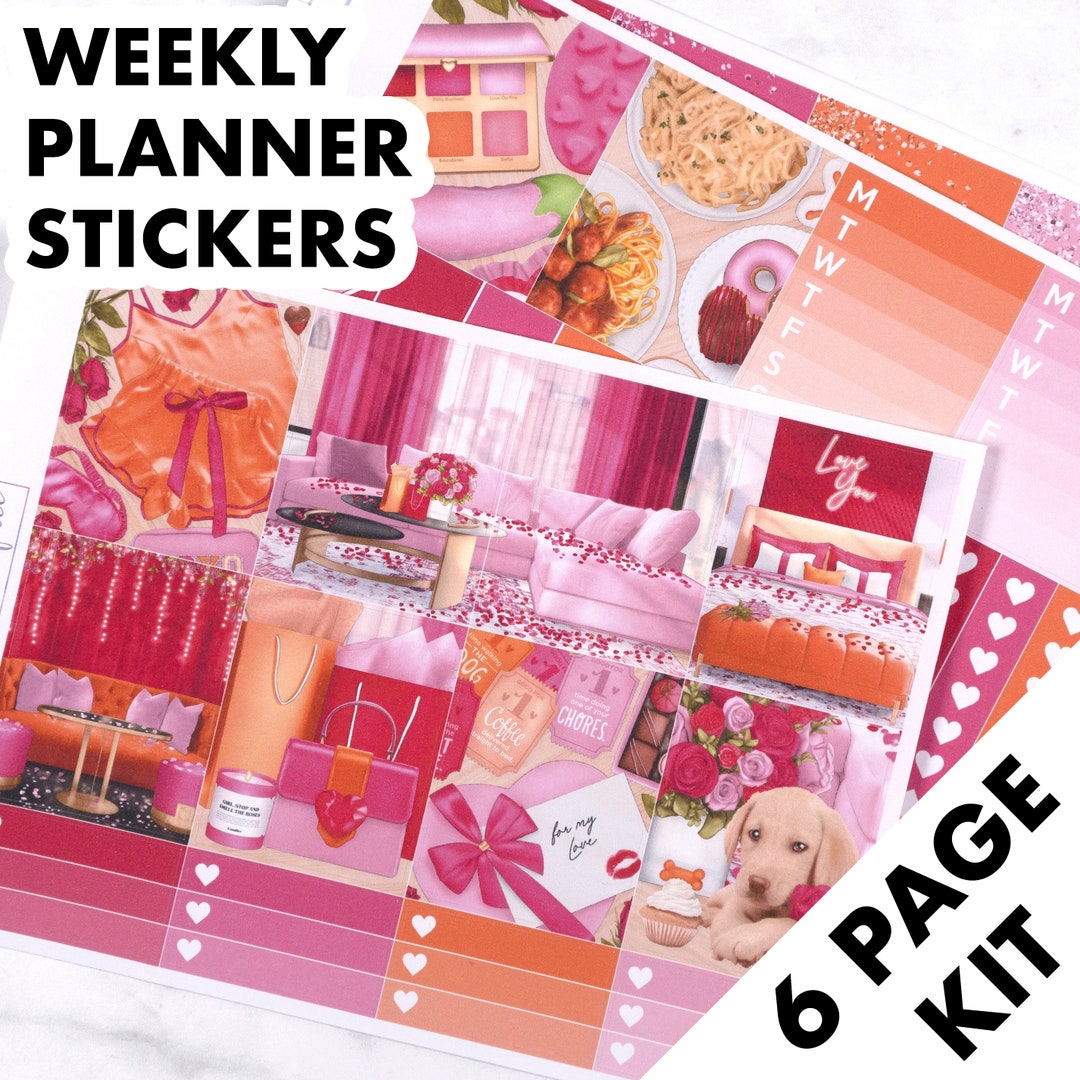 Pillow Talk Valentines Planner Sticker Weekly Kit for 1.5 Inch Vertical ...