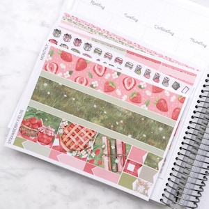 Kit mensile Strawberry Fields / Kit di adesivi mensili primaverili da utilizzare con i planner verticali, kit di distribuzione mensile verticale standard, ECLP