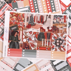 Kit hebdomadaire d'autocollants de Noël glam Christmas pour agendas verticaux de 1,5 pouce (7 x 9, B6, A5) Autocollants fonctionnels et décoratifs inclus - SVK