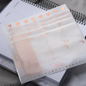 Herzen Sticker Folien-Bundle in Silber, Gold, Rosegold & Holographischer Folie (5 Blätter, 180+ Sticker)