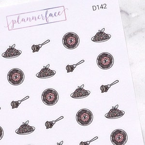 Spaghetti Pasta Planner-stickers | Italiaanse keuken, afhaalmaaltijden of restaurant Mini Doodle-pictogrammen (35 stickers per vel) Leuk en kleurrijk