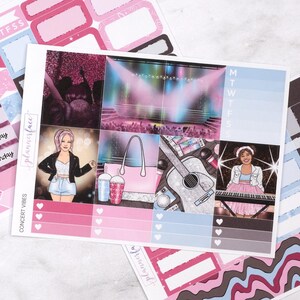 Kit settimanale Concert Vibes Mini / Adesivi musicali per planner verticali, set decorativo e funzionale da 4 pagine per la pianificazione o la conservazione dei ricordi