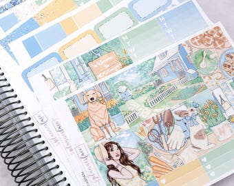 Spring Garden Weekly Sticker Kit for Vertical Planning (7x9, B6 A5) | 6+ Pages of Functional & Decorative Planner Stickers, Memory Keeping
