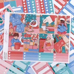 Kit hebdomadaire d'autocollants pour agendas souvenirs de Noël pour agendas verticaux de 1,5 pouce (7 x 9, B6, A5) Autocollants fonctionnels et décoratifs inclus - SVK