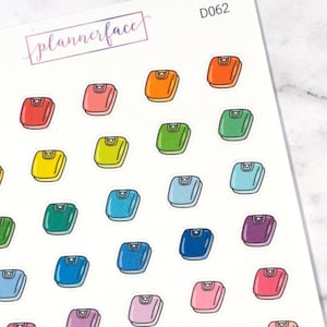 Stickers pour planificateur de vêtements pliés | Griffonnages de nettoyage, de blanchisserie Mini-icônes de griffonnage (35 autocollants par feuille) mignons et colorés