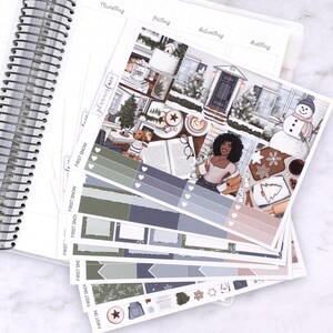 Kit d'autocollants hebdomadaires First Snow pour aménagement vertical (7 x 9, B6 A5) | Plus de 6 pages d'autocollants fonctionnels et décoratifs pour agenda, pour garder la mémoire