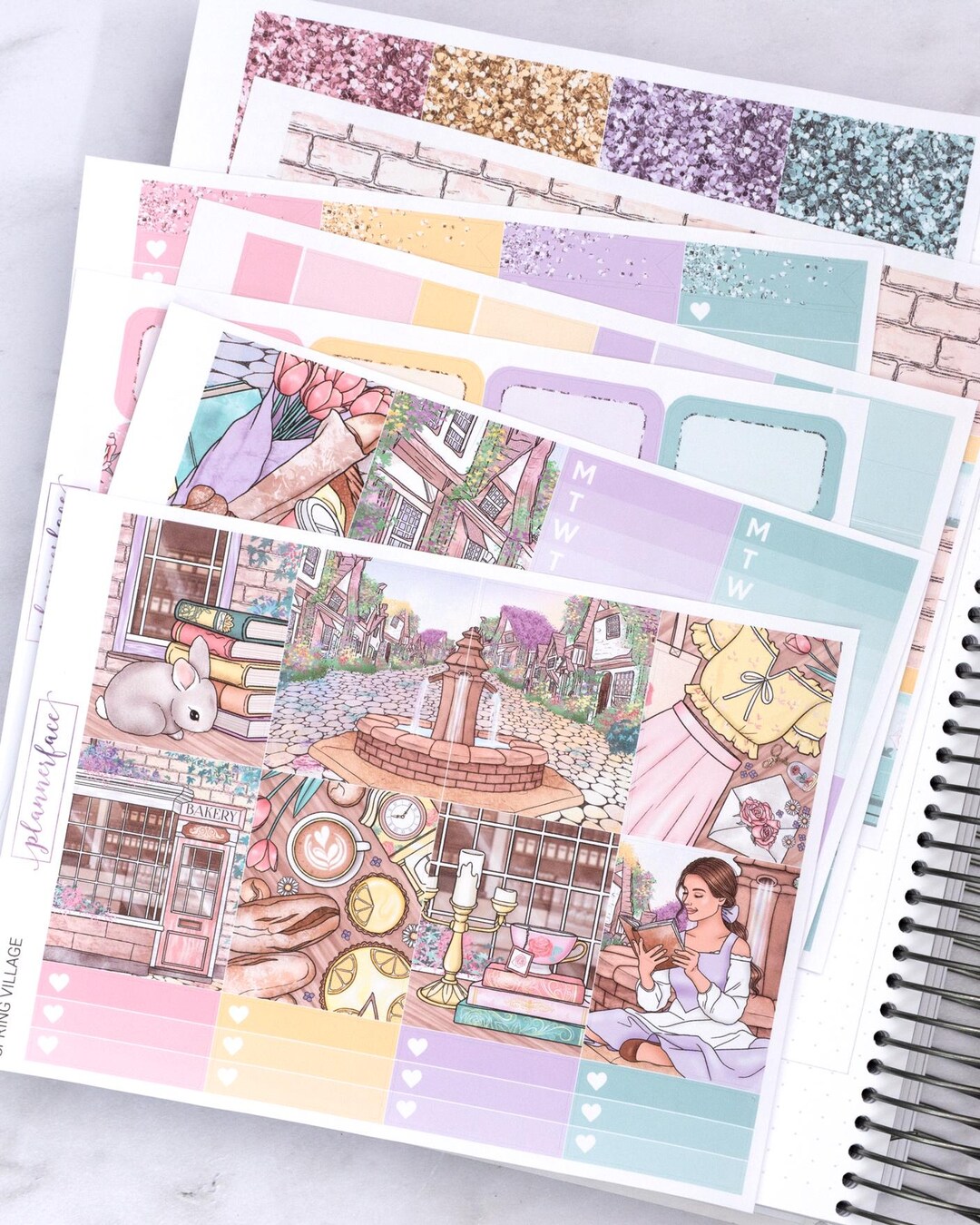 Spring Village Weekly Sticker Kit for Vertical Planning (7x9, B6 A5 ...