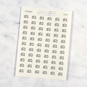 Adesivos transparentes para mini ícones de jogos | 66 adesivos transparentes para agenda, planejamento funcional, minimalista, Hobonichi, preto transparente simples (T024)