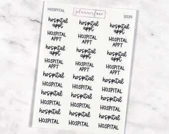 Hospital Appointment Scripts | Lettering Planner Stickers, Planning Scripts, Mixed Hand Lettered Fonts in Black (S039)