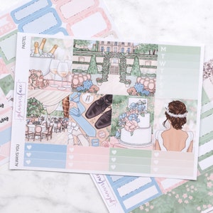 Always You Pastel Wedding Planner Sticker Kit voor 1,5 inch verticale planners (B6, A6) Inclusief functionele en decoratieve stickers - MINI